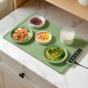 Flexible Silicone Heated <b>Food</b> <b>Warmer</b> Rectangular Green 500-1500W 220V For Household Dining Table Use - Product Image 2