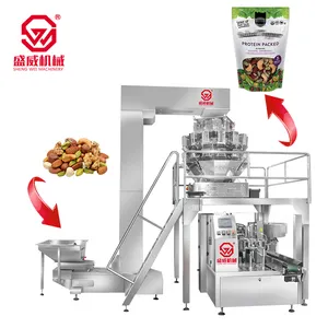 Machine à emballer Shengwei Verpackungsmaschine Premade Doypack Remplissage rotatif automatique Mélange de baies sèches Noix Sachet à fermeture éclair debout