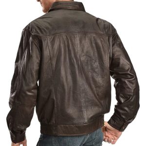 Chaqueta de Cuero Genuino Personalizada para Hombre, Estilo Clásico Vintage, Piel de Cordero Negra, Resistente al Viento, Cuello Camisero, para Otoño - Product Image 1