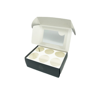 Custom Black Shipping Bakery Boxes with Window Pastry Boxes for Cookies cupcake box Macarons Chocolate