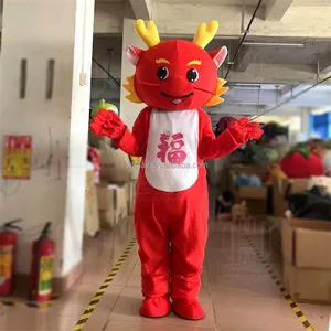 Heißer Verkauf 2024 Jahr Chinesisches Neujahr Maskottchen Stofftier Drachen Maskottchen Kostüm für Erwachsene