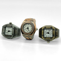 Jam tangan cincin Retro, jam tangan cincin kecil, jam tangan kuarsa elastis, merek baja, Punk Vintage, cincin Mini lama