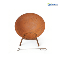 Brasero rond en fer avec pieds trépieds, grille de ventilation et pique-foyer pour patio extérieur, jardin et camping