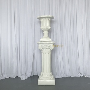 Ensemble de colonnes romaines en bois blanc pour mariage, pot de fleurs et vase paysager, style romantique et tendance - Product Image 4