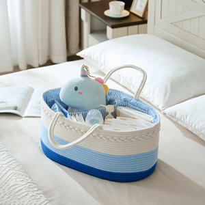 Cesta <span class=keywords><strong>de</strong></span> almacenamiento <span class=keywords><strong>de</strong></span> cuerda <span class=keywords><strong>de</strong></span> algodón azul blanco a precio <span class=keywords><strong>de</strong></span> fábrica para Baby Shower mamá bolsa <span class=keywords><strong>de</strong></span> pañales <span class=keywords><strong>de</strong></span> <span class=keywords><strong>maternidad</strong></span> para Picnic <span class=keywords><strong>de</strong></span> viaje - Product Image 5