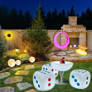 Silla de cubo de dados LED de lujo moderna, sillas de barra de plástico de estilo rústico para comedor, hogar, energía solar, uso en exteriores y hoteles - Product Image 1