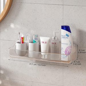 Support de douche mural en acrylique, étagère adhésive transparente sans perçage pour les murs suspendus, étagère de salle de bain en acrylique avec ruban adhésif - Product Image 6