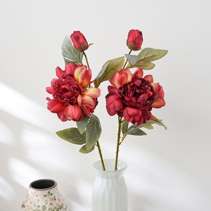 Fleur artificielle Lark Peony à tige unique rose orange blanc pour décoration de mariage et de maison, bouquet - Product Image 2