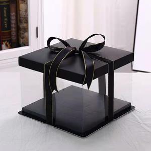 Scatola per Torta di Compleanno Semplice, all'Ingrosso, a Doppio Strato, Trasparente, Nera, Ecologica - Product Image 6