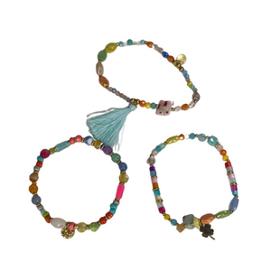 Fashion Beaded <b>Bracelets</b> <b>Set</b> Multicolor Stone Tassel Charm Women's Jewelry Gift - Product Image 2