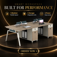 Poste de travail de bureau moderne en bois avec cloison pour 4 à 6 personnes, table de bureau avec 6 panneaux de séparation, garantie de cinq ans
