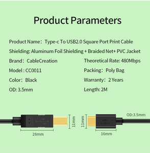 Câble USB de Type C vers USB 2.0, cordon de Scanner, pour imprimante <span class=keywords><strong>MIDI</strong></span>, contrôleur DJ et Notebook - Product Image 4