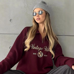 <span class=keywords><strong>Felpa</strong></span> invernale da <span class=keywords><strong>donna</strong></span> <span class=keywords><strong>con</strong></span> <span class=keywords><strong>cappuccio</strong></span> Anti-Pilling Versatile mezza cerniera spessa stile europeo americano Logo anteriore - Product Image 4