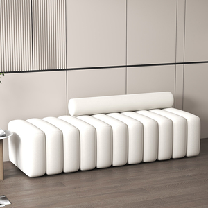 Banco Moderno para Entrada de Casa, Mueble Redondo para Sala de Estar, Otomana, Banco Blanco para Dormitorio, Taburete - Product Image 1