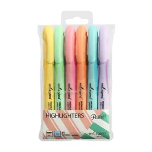 6pcs pastel bi color pen highlighter marker with PVC wallet