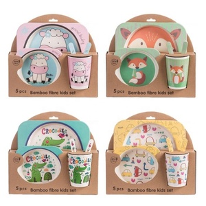 Ensemble d'assiettes à dîner pour enfants, en fibre de <span class=keywords><strong>bambou</strong></span>, 5 pièces pour bébé, bol plat, non toxique, 1 pièce, offre spéciale - Product Image 6