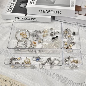 <b>Clear</b> Acrylic Drawer Organizer Set Stackable Non Slip <b>Storage</b> Trays Transparent Sundries <b>Containers</b> for Kitchen Bathroom Bedroom - Product Image 3