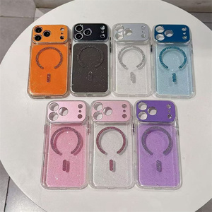 เคสโทรศัพท์มือถือ iPhone 17 16 15 14 Pro Max รุ่นใหม่ ประดับกลิตเตอร์แม่เหล็ก  ฝาหลังโลหะป้องกันกล้อง  แบบใส  ลาย IMD - Product Image 1