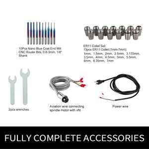 Motor de Husillo CNC Refrigerado por Aire Zhong Hua Jiang ER11 de 1.5KW y 65mm, 110V/220V, con Kit VFD para Máquina de Grabado CNC - Product Image 6