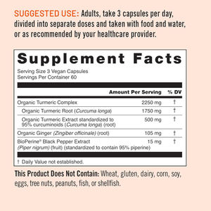 كبسولات الكركم عالية الجودة، مكمل غذائي مصنوع من مستخلصات الأعشاب الطبيعية، خالٍ من المواد المعدلة وراثياً والغلوتين - Product Image 3