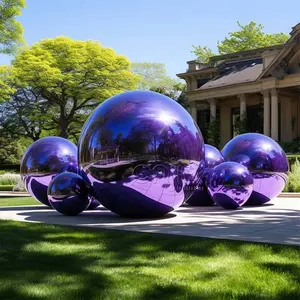 Modern Outdoor Decoration Floating Sphere Reflective Balloon Sparkling Mirror Ball Purple Shiny Prop Balls