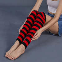 Chaussettes arc-en-ciel colorées avec logo personnalisé Jambières tricotées en coton à rayures en acrylique pour femmes chauffe-jambes d'hiver à la mode