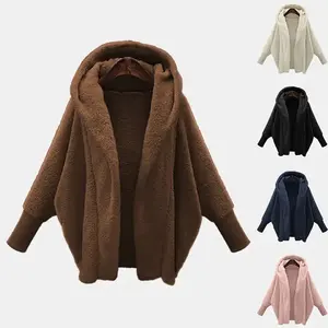 2023 New Fashion Women Casual Velvet Cardigan Overcoat Jacket Long Sleeve Hoodie Warm Coat Women's Sweater Coat