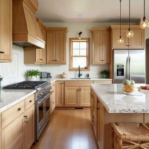 Armoires de cuisine modulaires modernes en bois de chêne sur mesure pour appartements et villas - Product Image 5