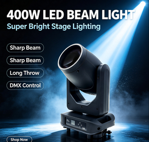 <strong>Beam</strong> Moving Head Stage Light LQE 400W High Power 14 Colors DMX512/Sound-Activated Control IP20 Rated 8000K Aluminum Lighting - Product Image 1