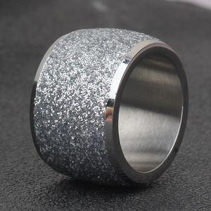 Stainless Steel Ring 16mm <b>Brushed</b> Finish Unisex Fashion Jewelry Gift - Product Image 4