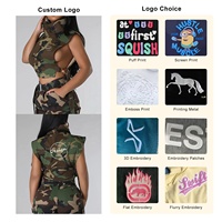 Nouveau débardeur court personnalisé pour femme, sans manches, à découpes latérales, sexy, imprimé par sublimation, col montant, coupe courte, motif camouflage
