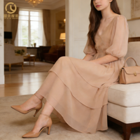 Robe longue en lin pour femme, collection été 2026, personnalisée, décontractée, élégante, unie, taille haute, col en V profond, demi-manches, avec bandage