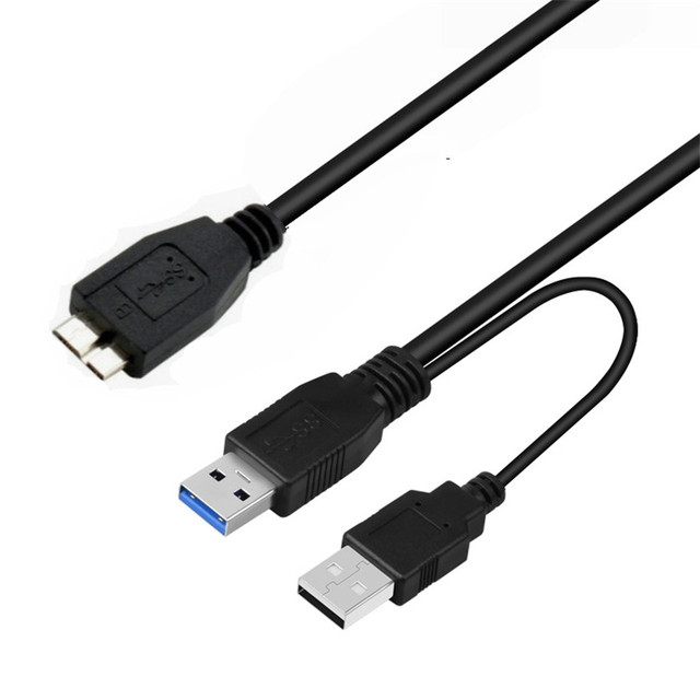 1.5FT Dual USB 3.0 a Male to Micro B USB3.0 Y Spliter Type a Cable with extra Usb Power Data Cable for External Hard Drive Disk