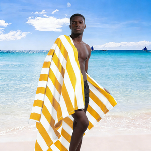 Serviettes de plage haut de gamme 100% coton absorbant Oeko-Tex Standard 100 Acheter des serviettes en provenance de Chine Prix bas Serviettes de plage jaunes Cabana - Product Image 4