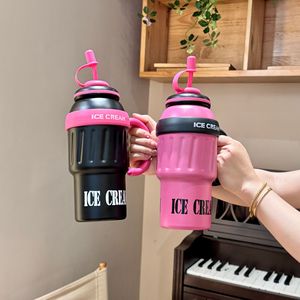 Moderno grande capienza isolato 304 in acciaio inox <span class=keywords><strong>tazza</strong></span> con impugnatura ad assorbimento d'acqua ad alta estetica Apple Ice Cup Office Cup coperchio - Product Image 1