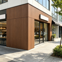 Installation sans soudure, design à vis cachées, panneau de revêtement mural en WPC pour la décoration de façade extérieure des bâtiments commerciaux