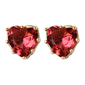 Orecchini a perno con zirconi a forma di cuore per donna, rosa, piccoli, minimalisti, alla moda - Product Image 4
