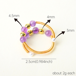 แหวนลูกปัดคริสตัลปรับขนาดได้ประดับด้วยลูกปัดอเมทิสต์ทำมือจาก New Chuse Jewelry ปี 2026 สำหรับเป็นของที่ระลึก - Product Image 2