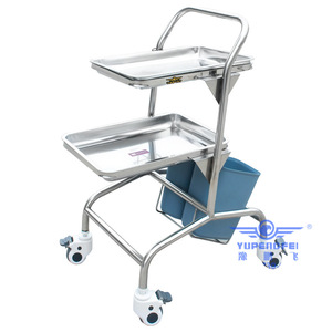 Carrito de Hospital de Acero Inoxidable Yu Pengfei, 380x450x920mm, Doble Capa con Cubeta, Carrito de Tratamiento - Product Image 1
