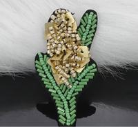 Applique florale céleste brillante RYL avec perles, lune, étoile et franges pour accessoires vestimentaires et fournitures de bricolage