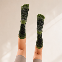 Chaussettes de sport cinq doigts en tricot pour l'automne, en Spandex/Coton/Fibre de Bambou, séchage rapide, respirantes, brodées, sans coutures