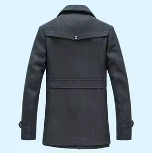 Giacca in Cashmere da <span class=keywords><strong>Uomo</strong></span> con Colletto a Tinta Unita Personalizzata per Affari, Cappotto Lungo Invernale Antivento in Lana per <span class=keywords><strong>Uomo</strong></span> - Product Image 4