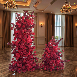 Decoración Profesional Moderna <span class=keywords><strong>para</strong></span> Bodas con Fondo <span class=keywords><strong>de</strong></span> <span class=keywords><strong>Flores</strong></span>, Arcos <span class=keywords><strong>de</strong></span> Rosas Rojas Artificiales <span class=keywords><strong>de</strong></span> Seda, Camino <span class=keywords><strong>de</strong></span> Mesa <span class=keywords><strong>para</strong></span> Pastel, Decoración <span class=keywords><strong>para</strong></span> Fiestas - Product Image 1