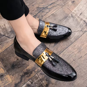 New Trend Men'S Leather Party Shiny Leather <b>Shoes</b> British Sporty Style Leather Casual Lace-Up Men'S <b>Shoes</b> For Autumn And Winter - Product Image 5