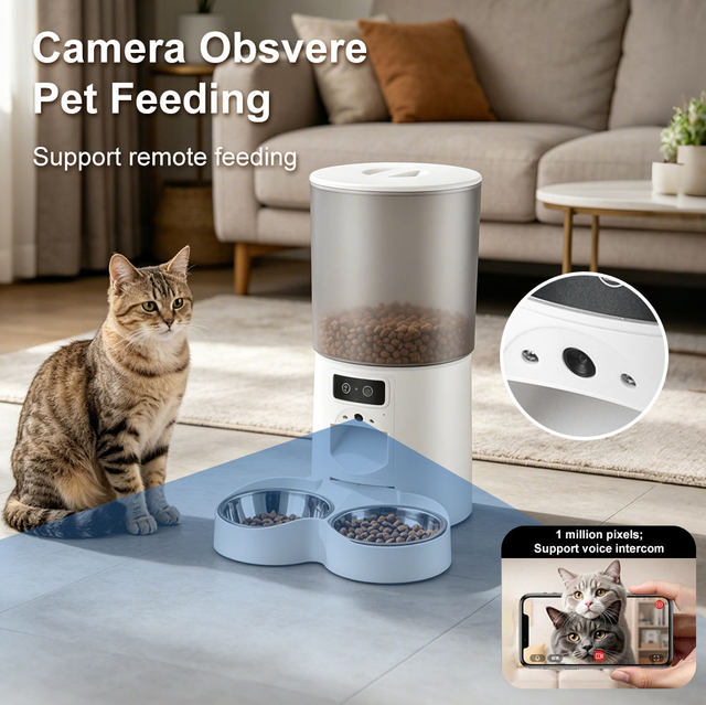 Mobile Phone Control Real-time Audio WiFi Smart Feeder HD 1080P Camera 5L Video Automatic Pet Feeder Automatic Pet Feeder