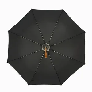 <span class=keywords><strong>Parapluie</strong></span> automatique de <span class=keywords><strong>luxe</strong></span> pour homme et femme, grand format, pliant en trois, avec revêtement noir anti-UV, design Japandi, style katana samouraï - Product Image 4