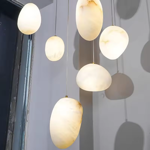 Lámpara colgante de mármol minimalista moderna de nuevo diseño, lámpara de araña nórdica lineal de alabastro para sala de estar y dormitorio - Product Image 3