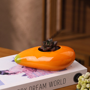 Jarrón Pequeño de Cerámica <span class=keywords><strong>Naranja</strong></span> con Forma de Mango, Adorno de Escritorio con Forma de Fruta, Arreglo Floral para Sala de Estar, Decoración Hidropónica para Plantas Pothos - Product Image 4