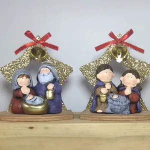 手绘树脂圣诞装饰天主教微型雕塑木制马厩