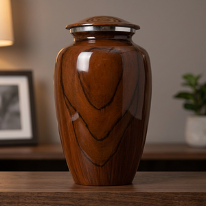 Guci Logam Motif Kayu Coklat untuk Abu Kremasi Dewasa, Tahan Lama, Kapasitas 220 Inci Kubik - Product Image 3